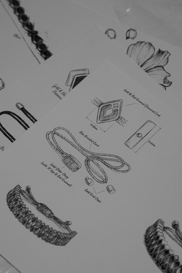 Intricate black and white sketches showcasing detailed jewelry designs and artistic concepts.